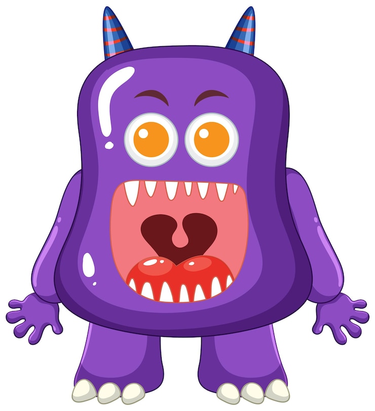 Gratis Vector paarse buitenaardse monster stripfiguur illustratie