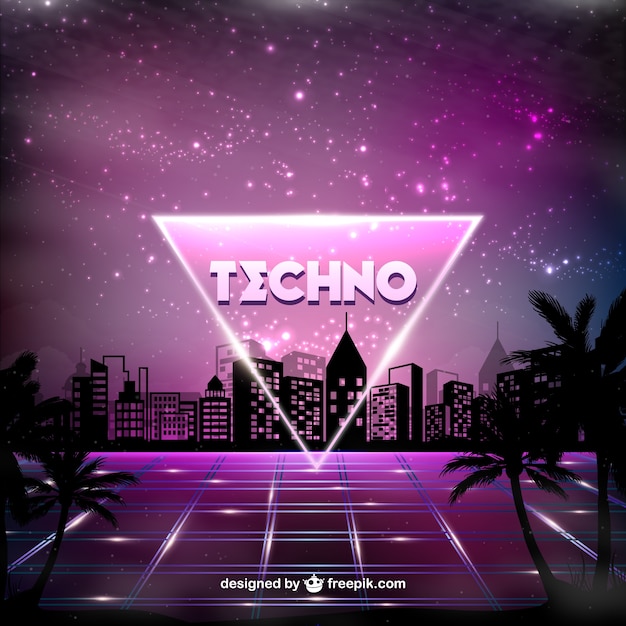 Gratis vector paarse techno poster