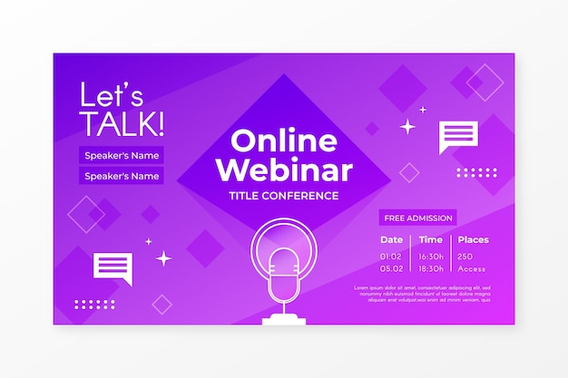 Gratis vector paarse webinar banner uitnodiging