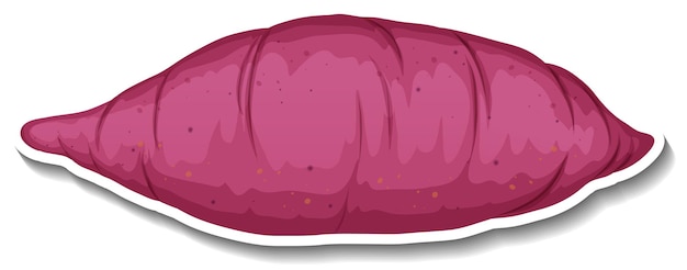 Gratis vector paarse zoete aardappel sticker op witte achtergrond