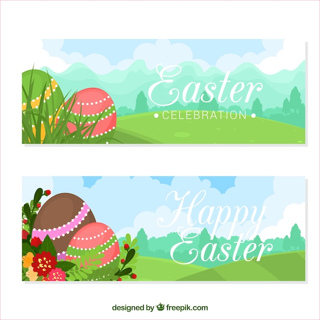 Gratis vector paasdag banners