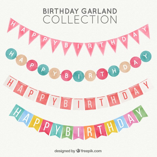 Pack aquarel verjaardag guirlandes