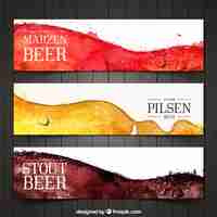 Gratis vector pack bier abstract aquarel banners