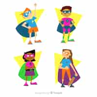 Gratis vector pack met verschillende superheld-kinderen