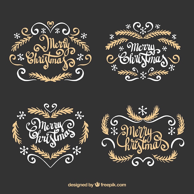 Pack van elegante vrolijke kerst badges