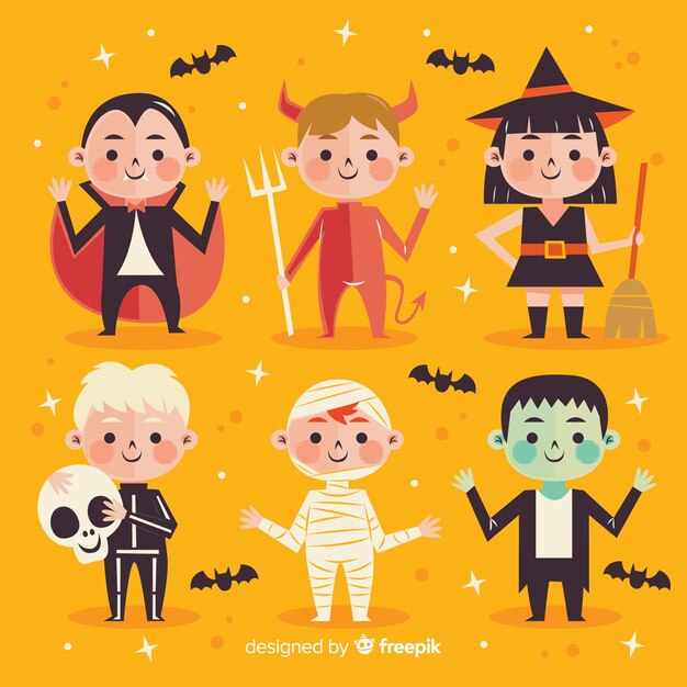 Pack van halloween kinderen tekens