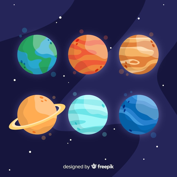 Gratis Vector pack van hand getrokken verschillende planeten