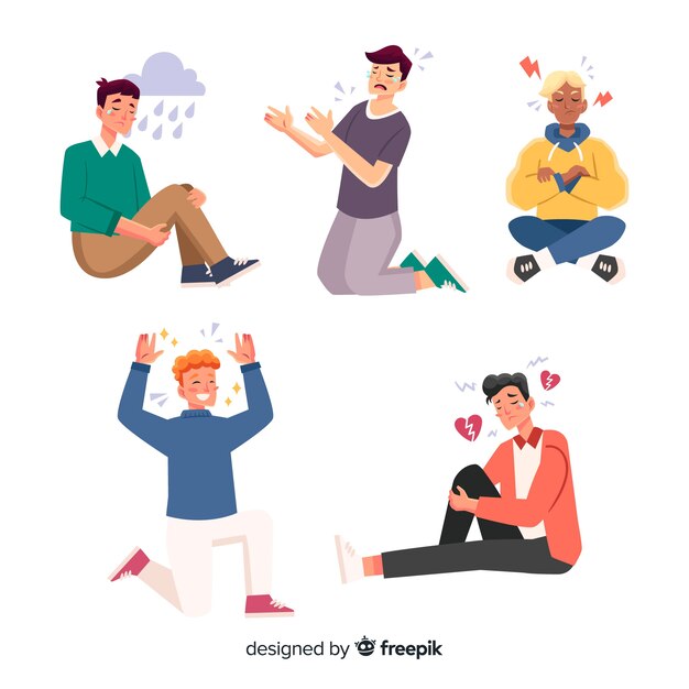 Pack van jonge mensen emoties