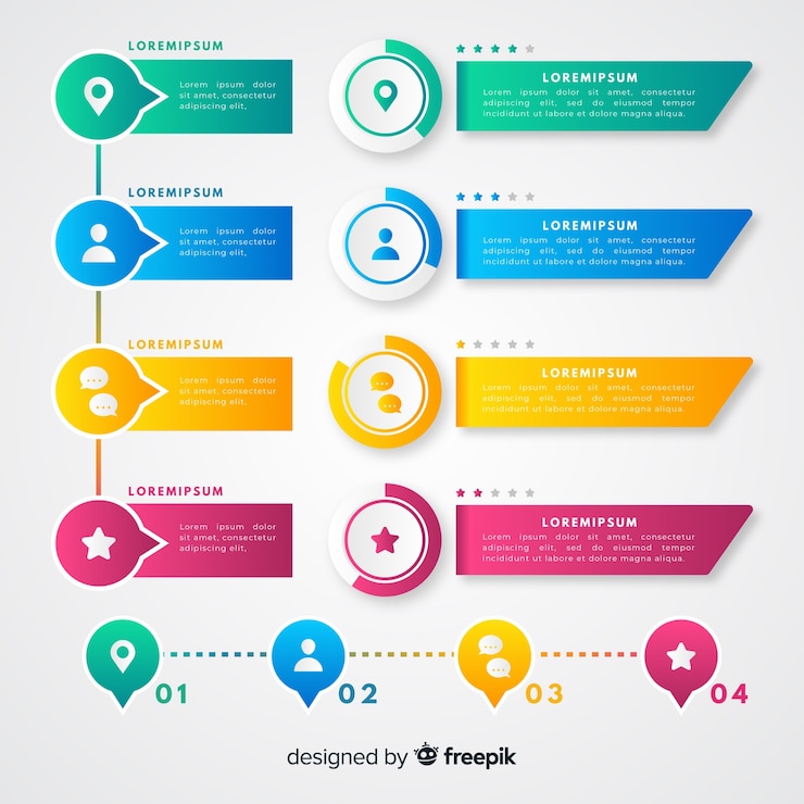 Gratis Vector pack van kleurrijke infographic platte ontwerp