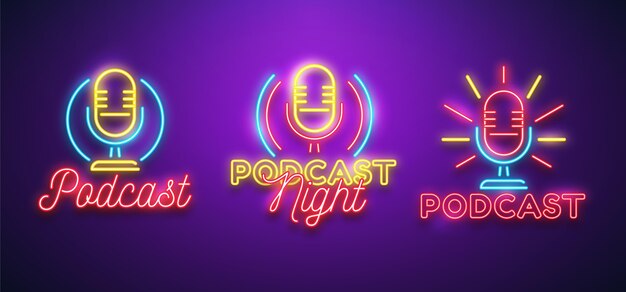 Pack van neon podcast-logo's