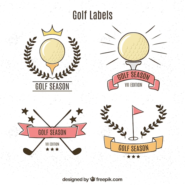 Pack van retro golf labels