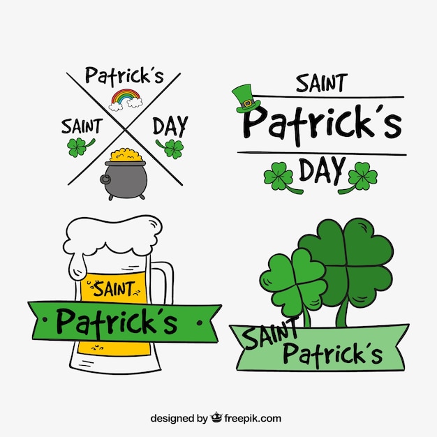 Pack van Sint Patrick&#39;s day badges