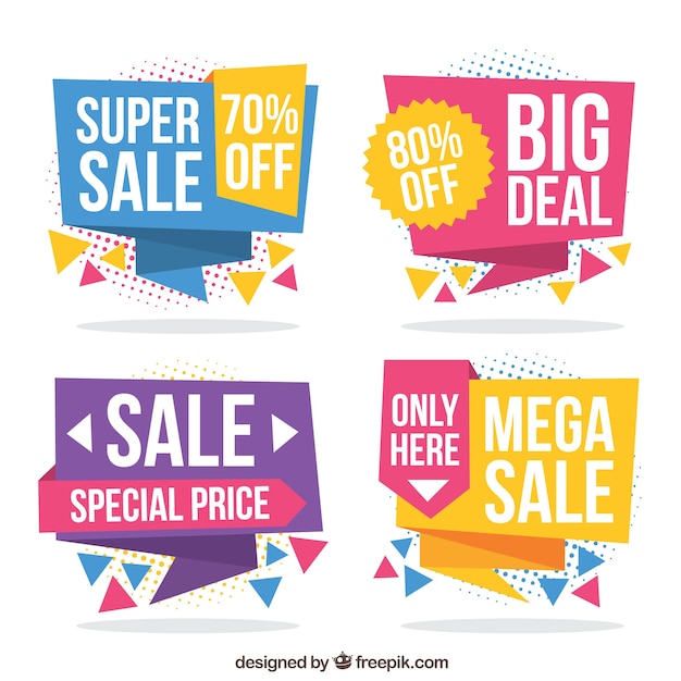 Gratis vector pack van vier abstracte aanbieding banners