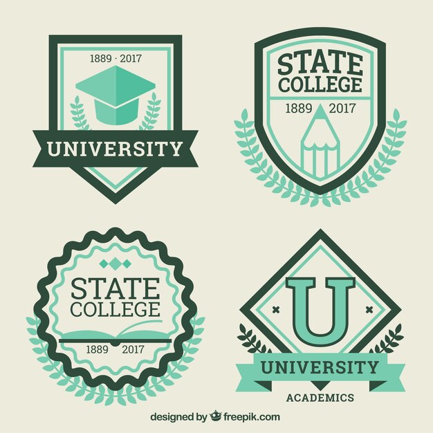 Pack van vintage college badges