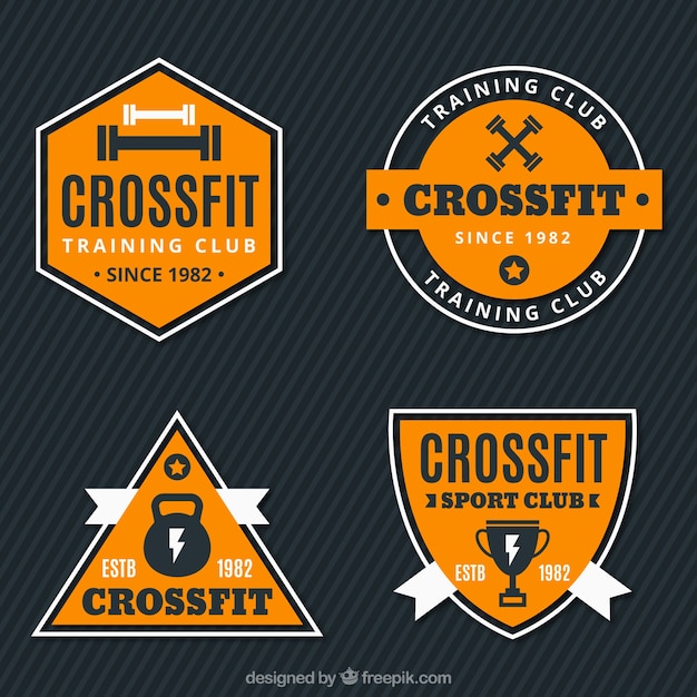 Gratis vector pack van vintage crossfit stickers