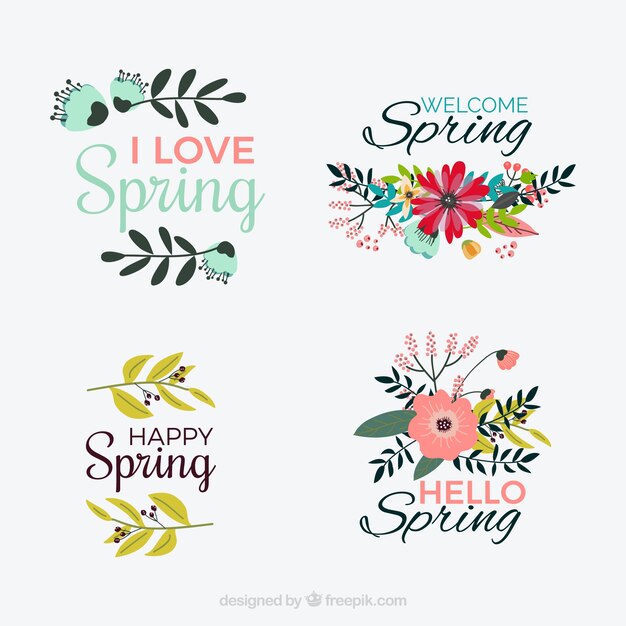 Pack van vintage lente stickers