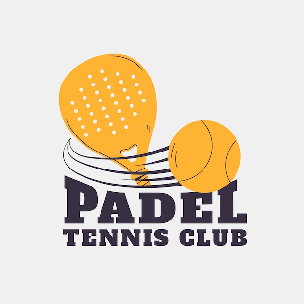 Paddel tennis club logo in de hand getekende stijl