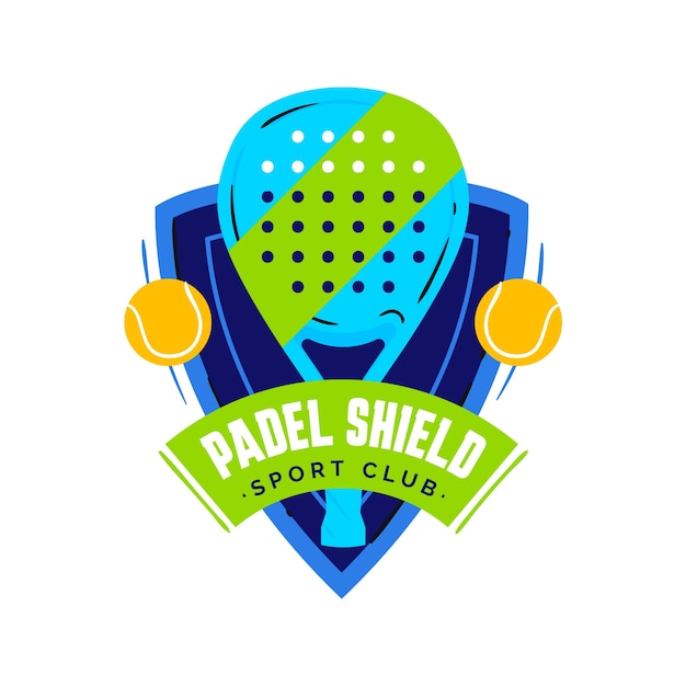 Gratis vector paddel tennis club logo in de hand getekende stijl