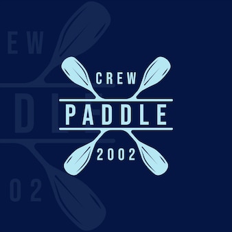 Paddle of roeien logo vintage vector illustratie sjabloon pictogram grafisch ontwerp. kajak- of kanouitrusting voor avontuurlijke sportreizen en zaken