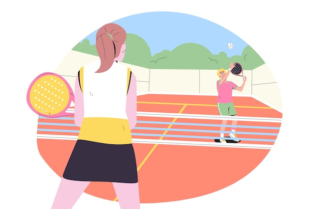 Padel illustratie hand getekende vlakke stijl