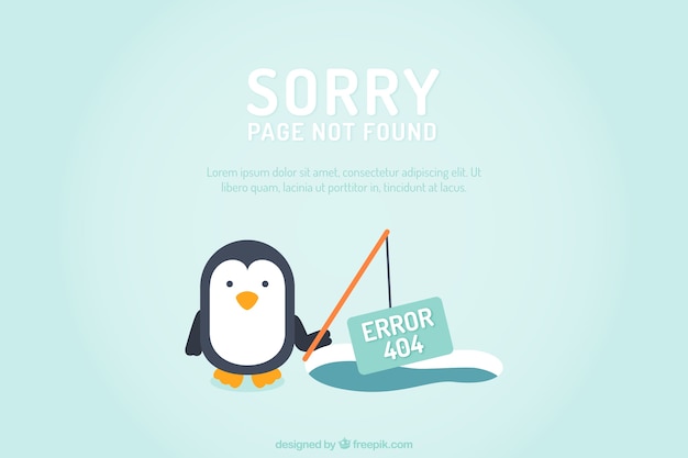 Gratis vector pagina niet gevonden achtergrond met een pinguïn