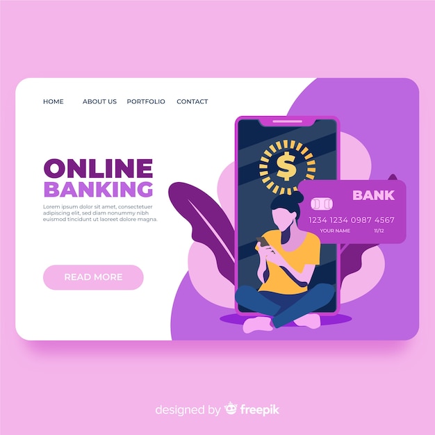 Gratis vector pagina voor online bankieren