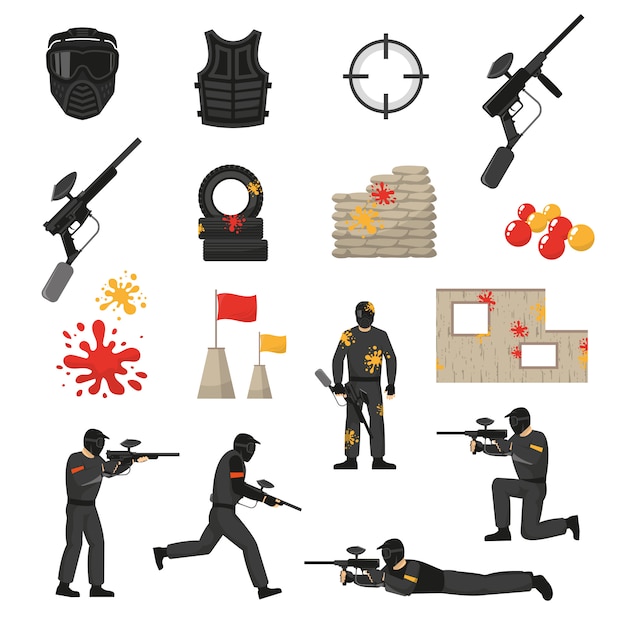 Paintball Icons Set