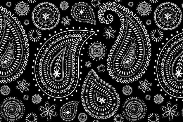 Paisley bandana patroon achtergrond, zwarte illustratie, abstract ontwerp vector