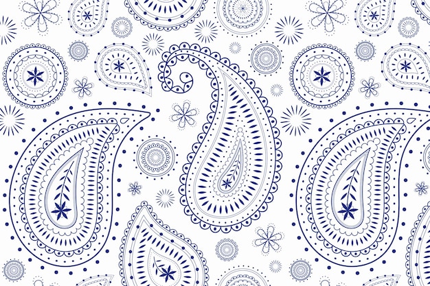 Paisley patroon achtergrond, witte indiase mandala in blauwe vector