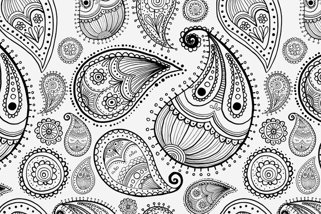 Paisley patroon achtergrond, zentangle abstracte illustratie in zwarte vector