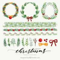 Gratis vector pak decoratieve kerst randen