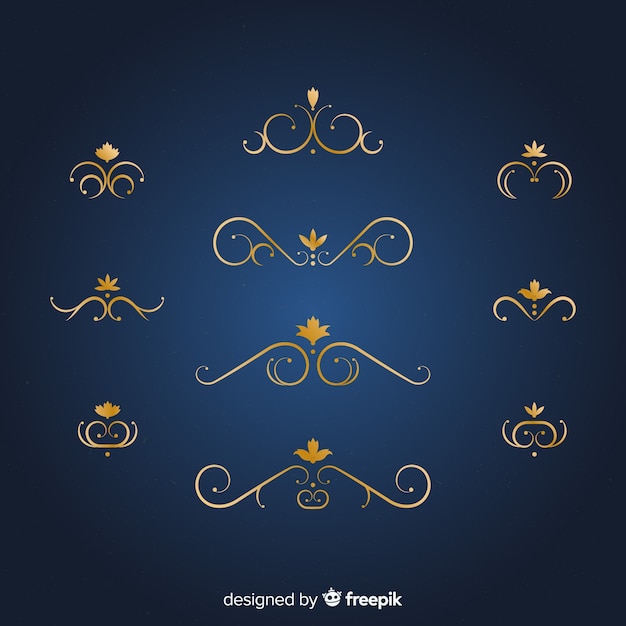 Gratis vector pak elegante gouden ornamenten