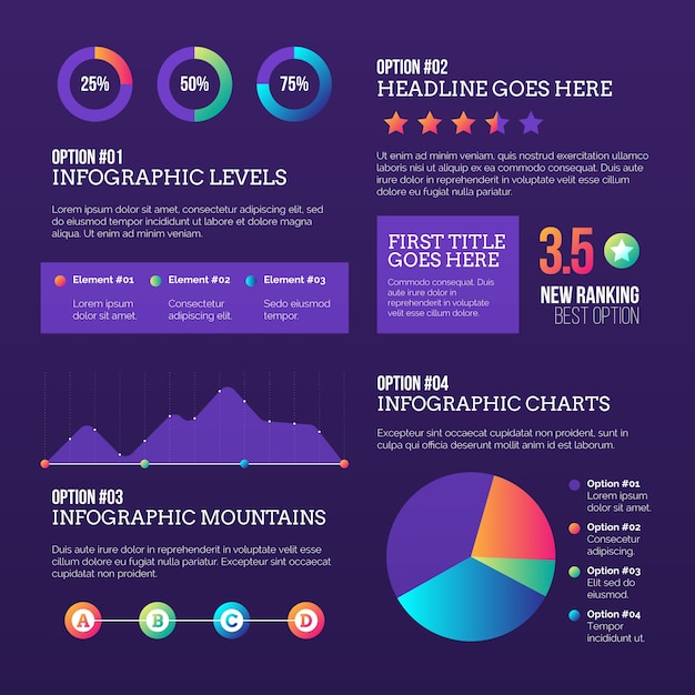 Pak gradiënt infographics