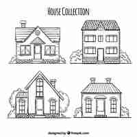 Gratis vector pak hand getrokken huizen