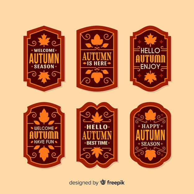 Gratis vector pak herfstlabels vlakke stijl