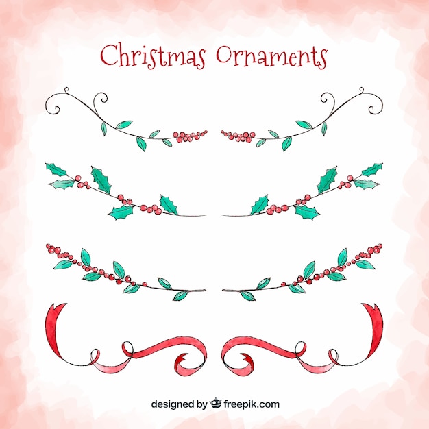 Gratis vector pak kerst decoratieve elementen