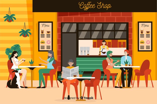 Pak mensen zitten in een café