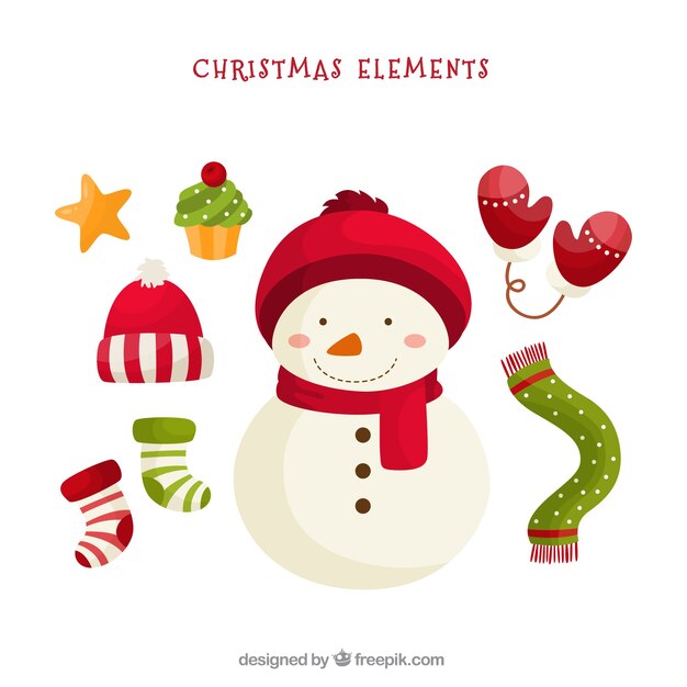 Gratis vector pak met decoratieve kerst elementen