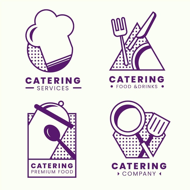 Gratis vector pak met platte cateringlogo-sjablonen