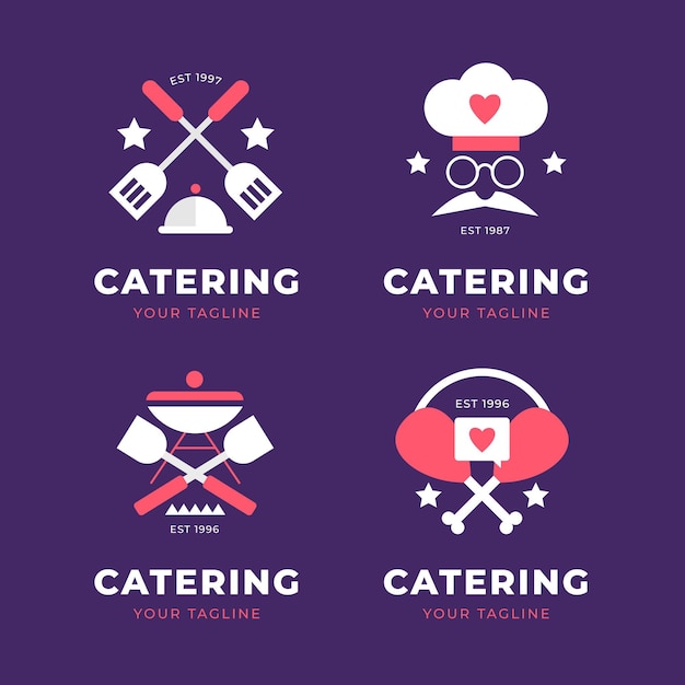 Pak met platte design cateringlogo's