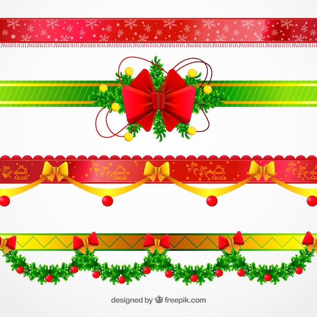 Gratis vector pak prachtige decoratieve kerst randen