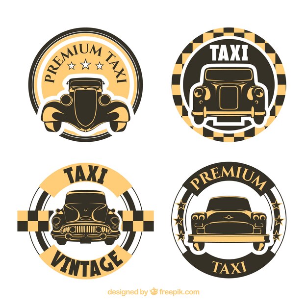 Pak van afgeronde oude taxi labels