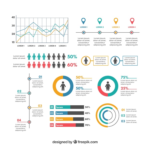 Gratis vector pak van bruikbare infografische elementen in plat ontwerp