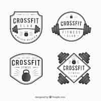 Gratis vector pak van crossfit stickers in vintage stijl