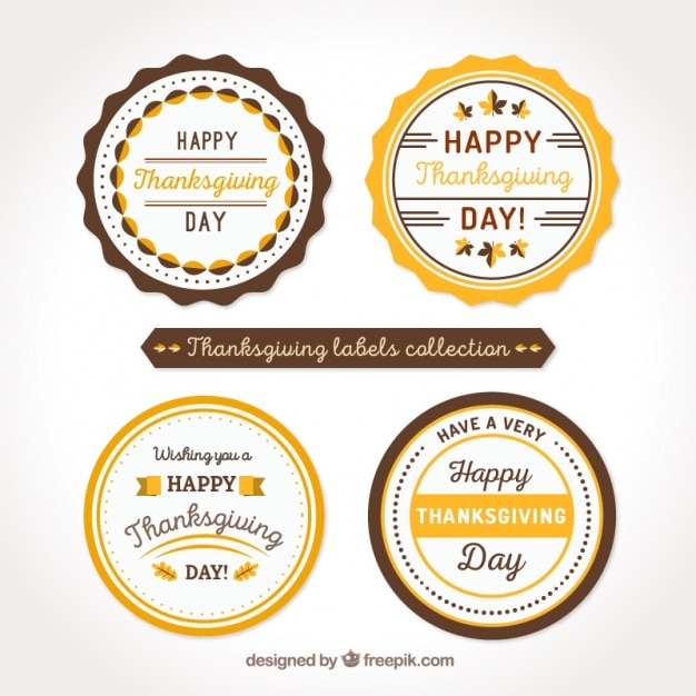 Gratis vector pak van dankzegging vintage stickers