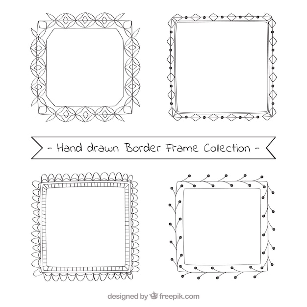 Pak van de hand getekende decoratieve frames