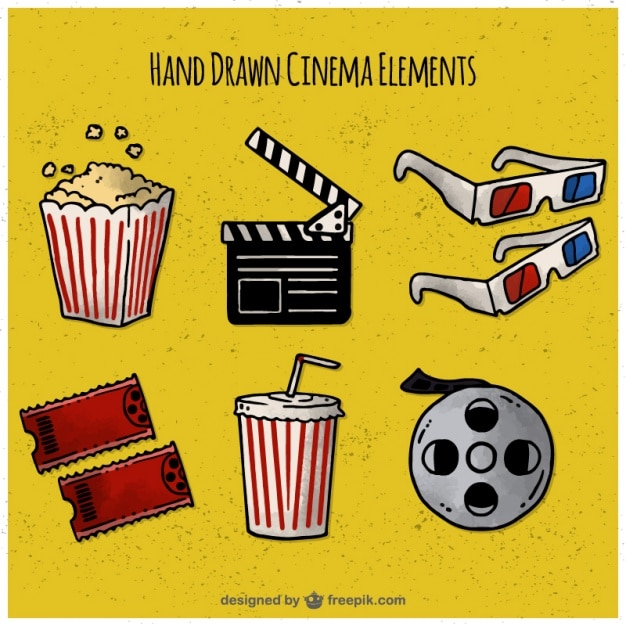 Gratis vector pak van de hand getekende film elementen