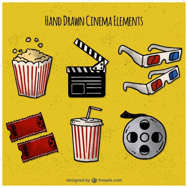Pak van de hand getekende film elementen