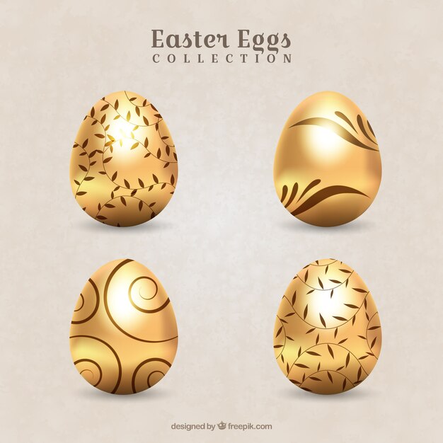 Pak van decoratieve gouden easter eggs