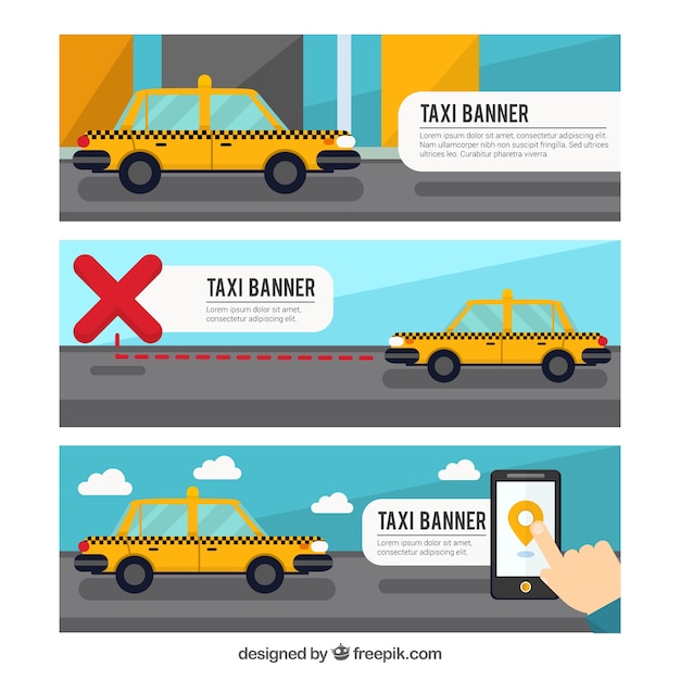 Gratis vector pak van drie taxi banners